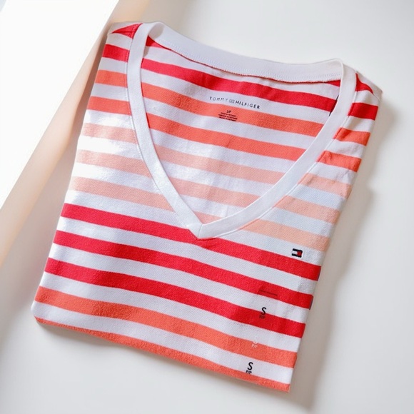 Tommy Hilfiger Women's V-Neck Striped T-Shirt - Picture 5 of 6